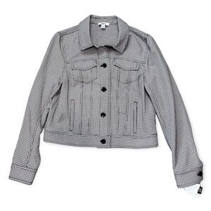 Bar lll Womens New With Tags Houndstooth Cropped Open Front Jacket Size Medium